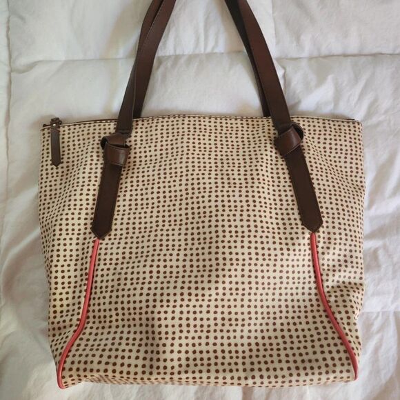Fossil Y2K shopper tote polka dot purse - Picture 1 of 4